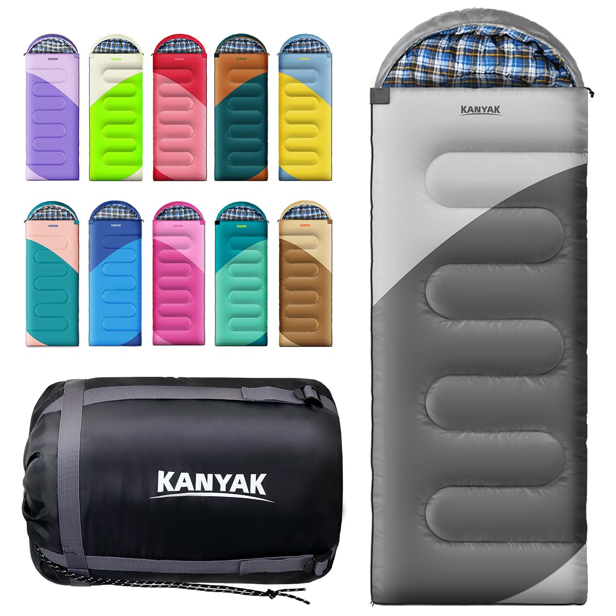 32°F 3-4 Season Warm Camping Sleeping Bag for All Ages