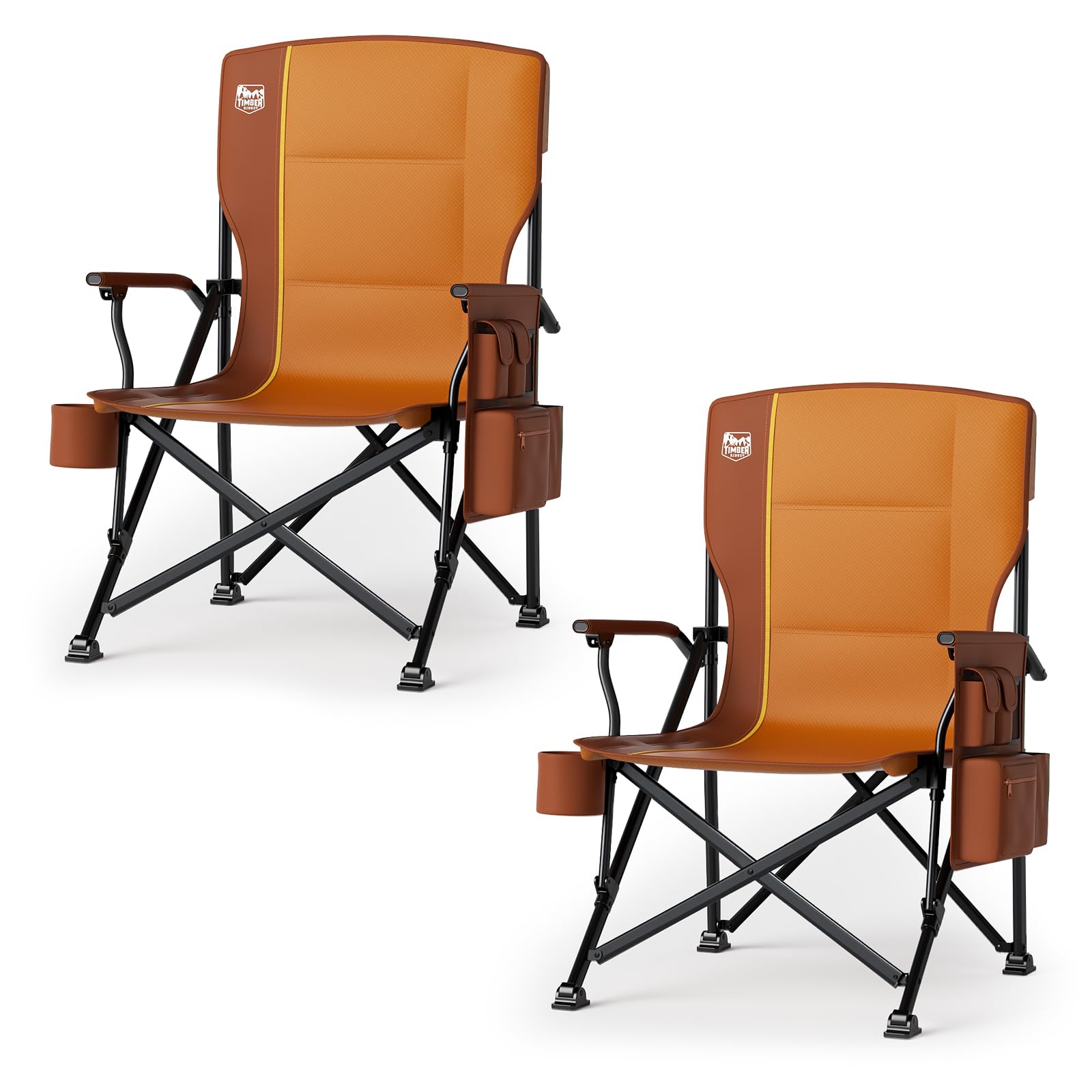 TIMBER RIDGE Oversized Folding Camping Chair High Back Heavy Duty for Adults Support up to 500lbs with Cup Holder, Side Pocket Cooler Bag