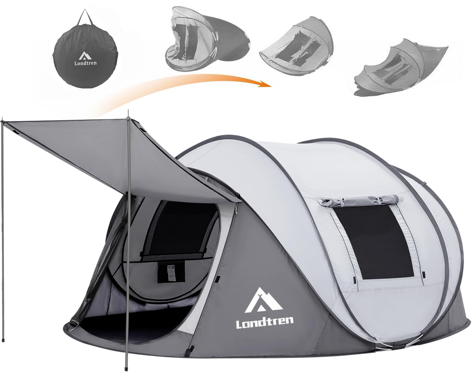 4 Person Waterproof Instant Pop-Up Tent with Dual Doors