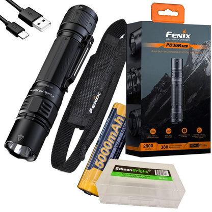 2800 Lumen USB Rechargeable LED Tactical Flashlight with Charging Cable and Carry Case