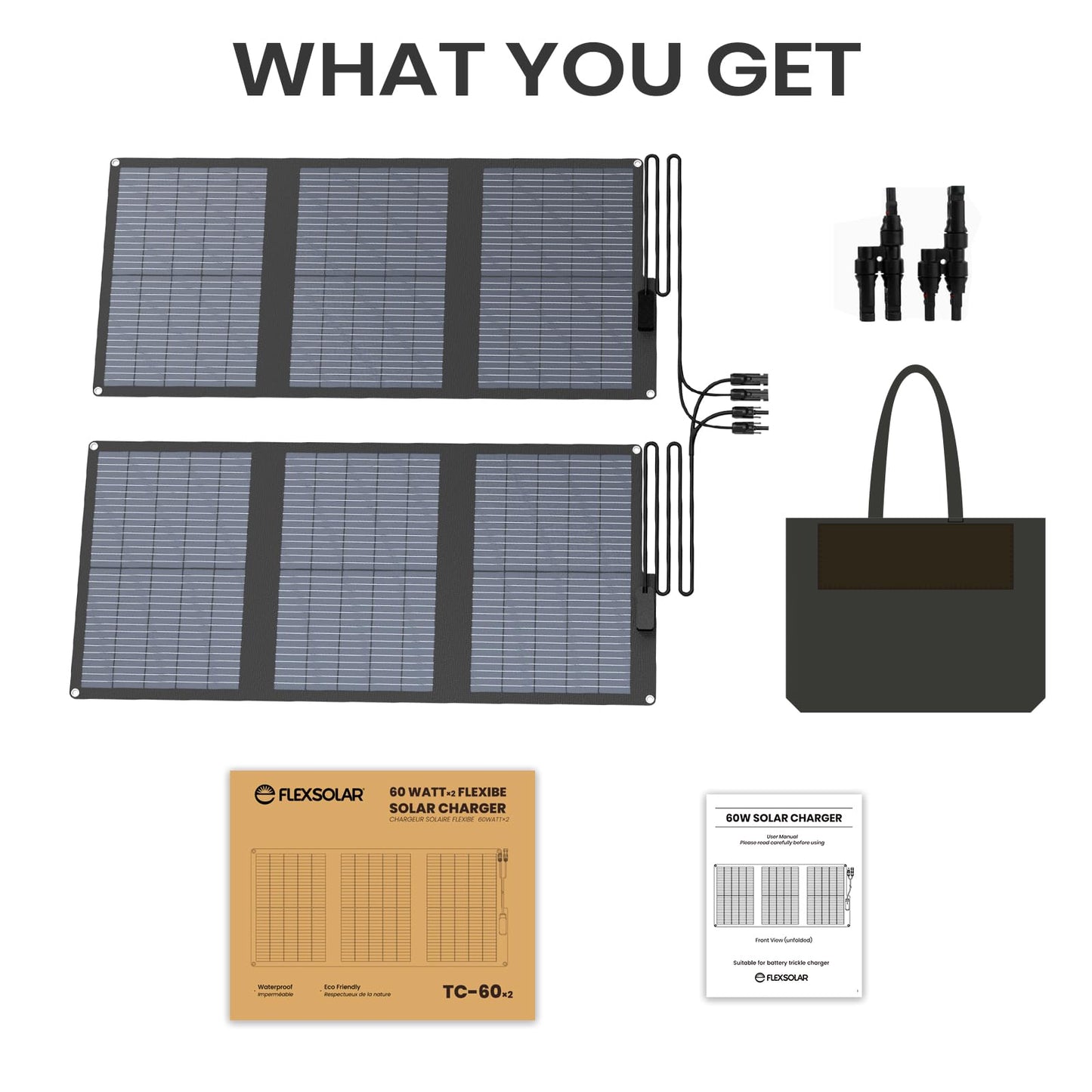 Foldable Portable Solar Charger with USB-C USB-A DC Outputs for Camping and Emergency Power