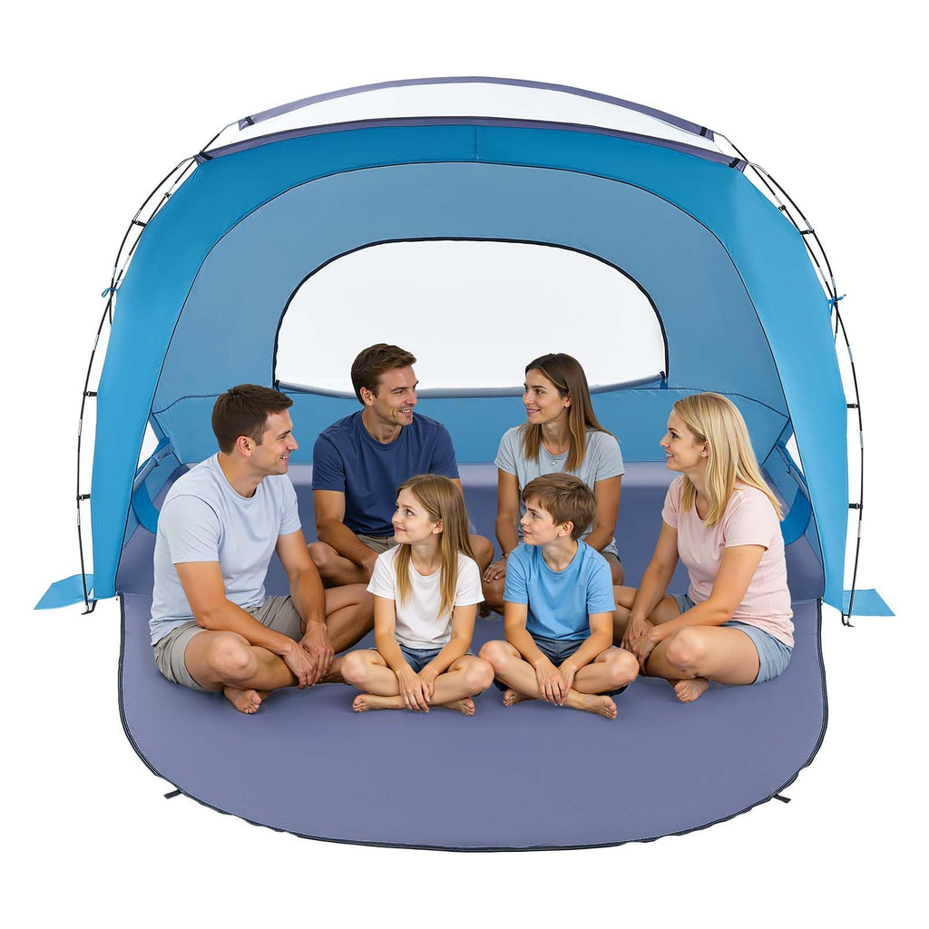 6-Person UPF50+ Beach Sun Shelter Canopy with Carry Bag