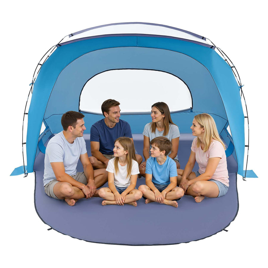 6-Person UPF50+ Beach Sun Shelter Canopy with Carry Bag