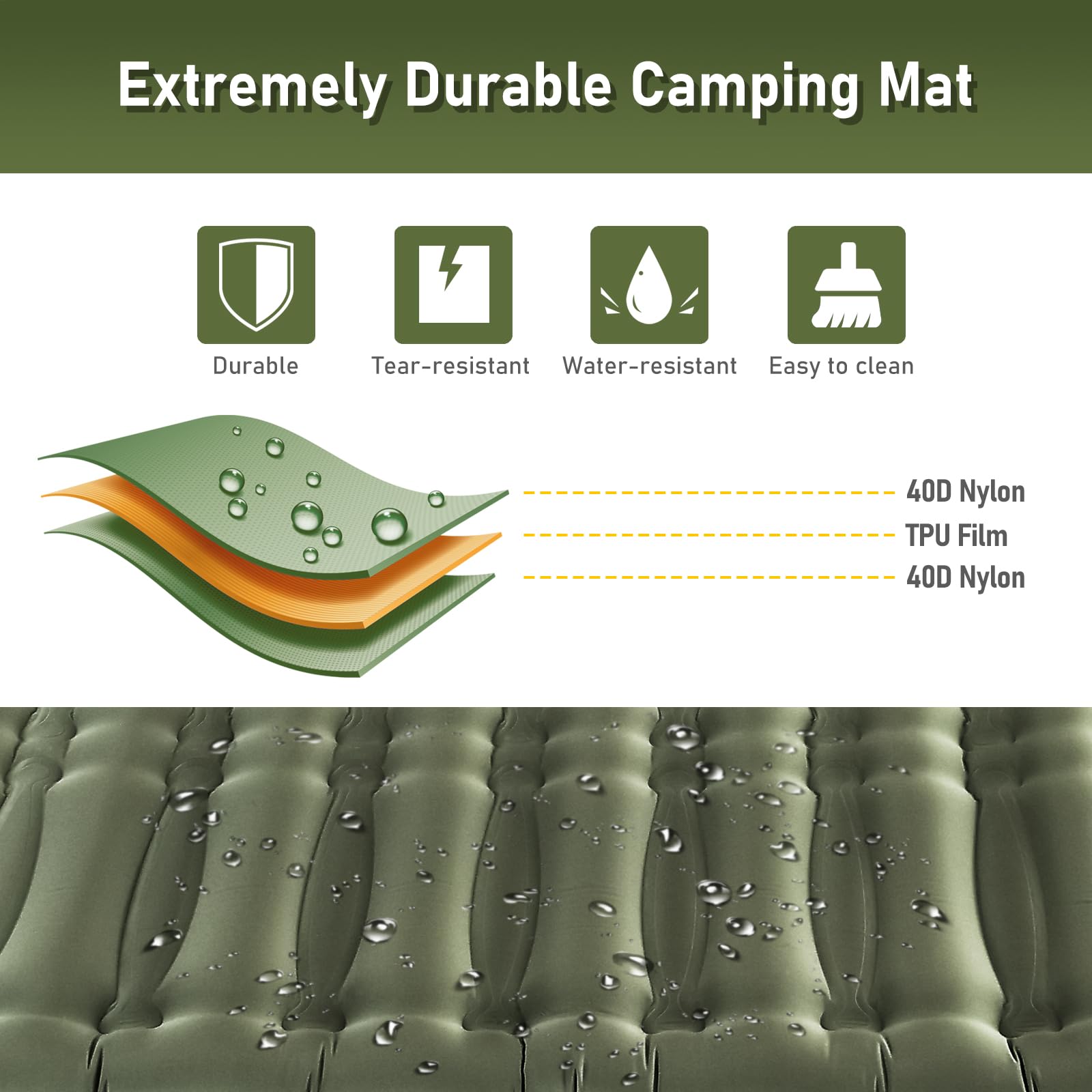 Ultra-Thick Camping Sleeping Pad with Pillow and Foot Pump