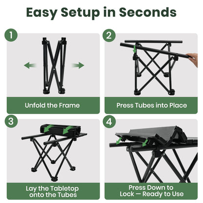 2-Pack Ultralight Foldable Portable Camping Tables with Carry Bag