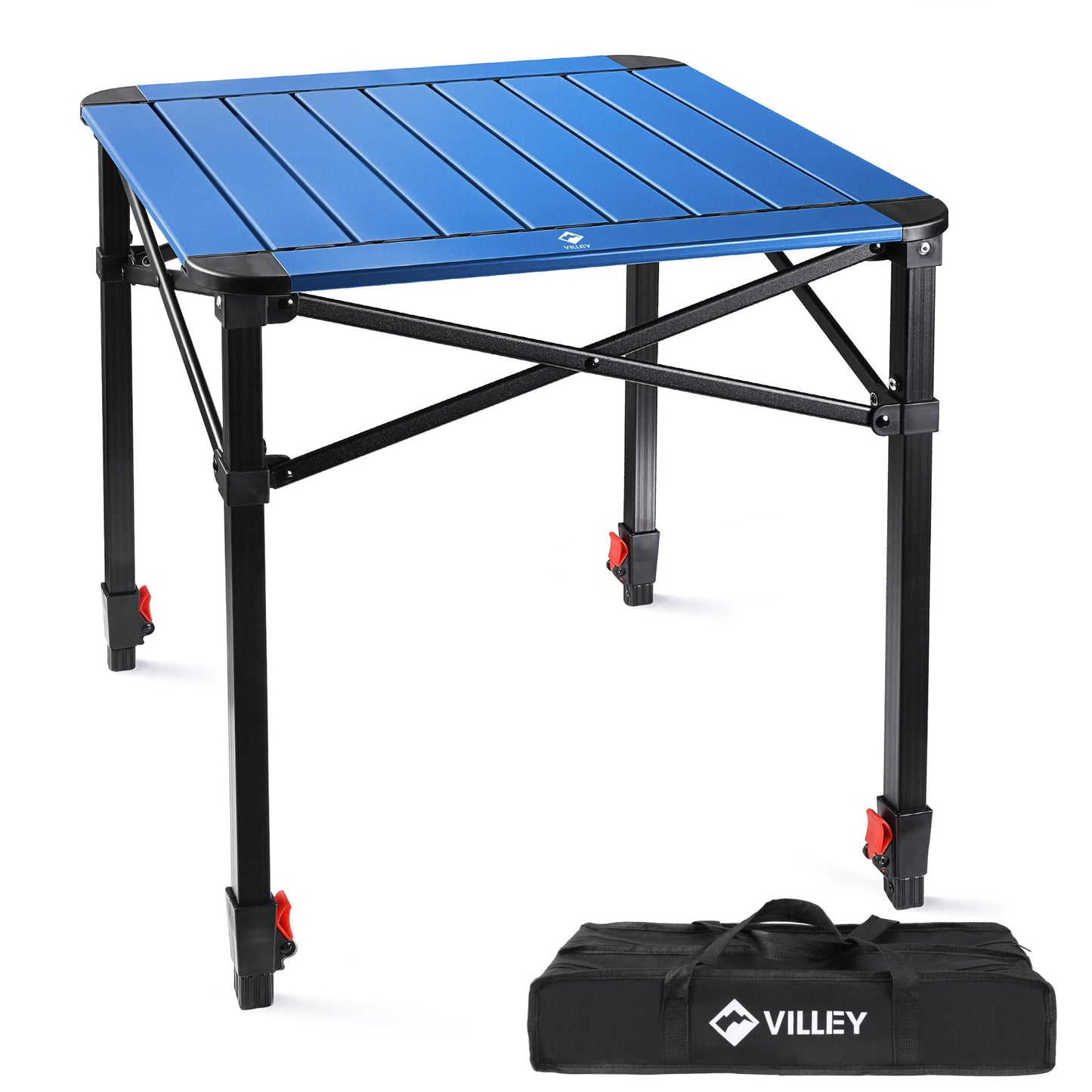 VILLEY Aluminum Folding Square Table with Carry Bag