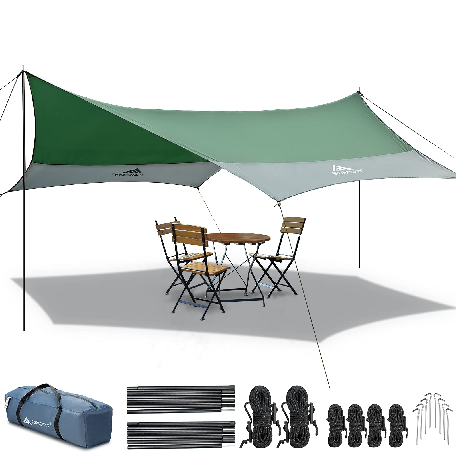 12x14FT Waterproof UPF50+ Camping Tarp Shelter with Poles