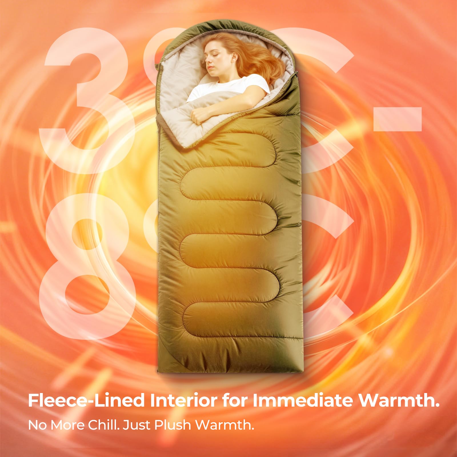 Adult Cold Weather Fleece-Lined Waterproof Sleeping Bag