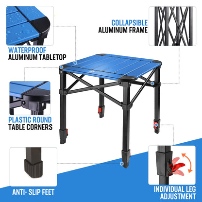 VILLEY Aluminum Folding Square Table with Carry Bag