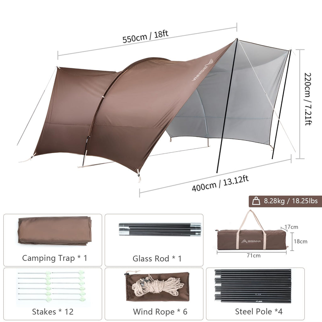 Large Waterproof Camping Tarp Awning for Hammock and Shelter