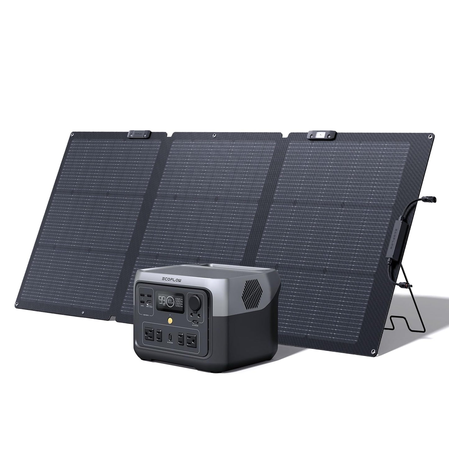 Portable Solar Generator Power Station 500Wh LiFePO4 Fast-Charging with AC Output