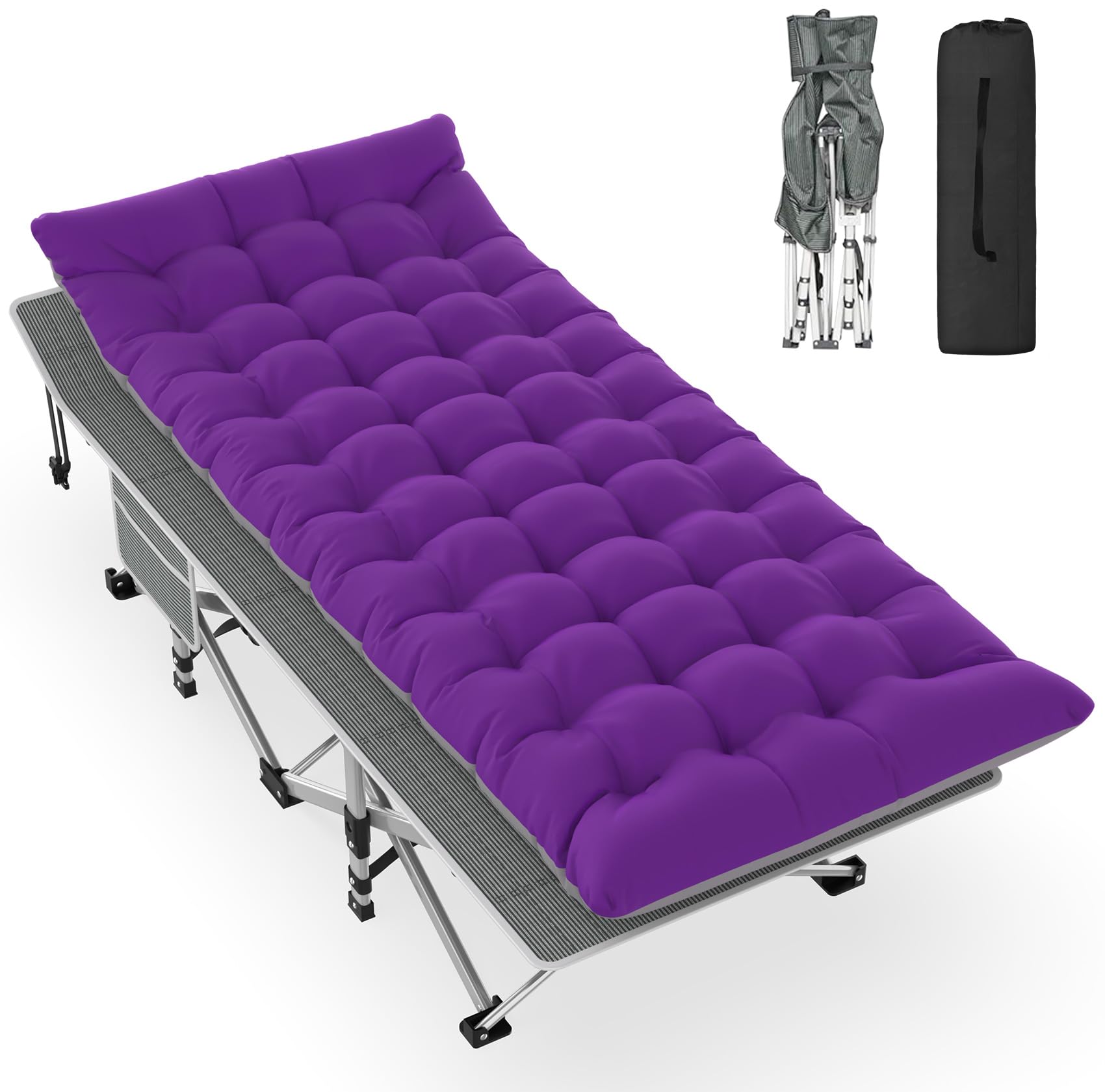 Folding Adult Camping Cot with Mattress and Storage Bag