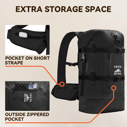 40L Waterproof Roll-Top Dry Bag Backpack for Hiking and Water Sports
