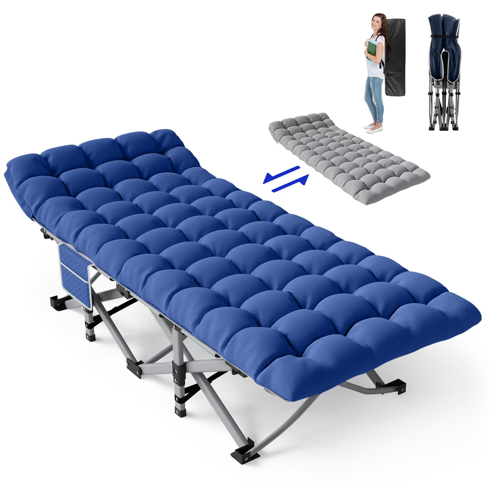Folding Adult Camping Cot with Mattress and Storage Bag