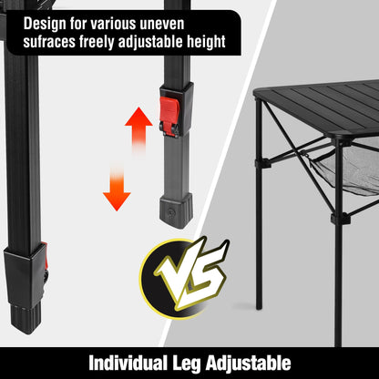 VILLEY Aluminum Folding Square Table with Carry Bag