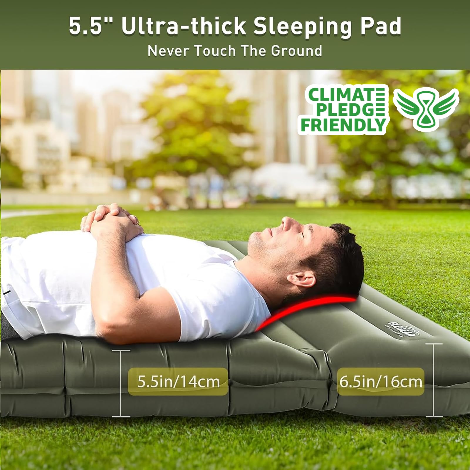 Ultra-Thick Camping Sleeping Pad with Pillow and Foot Pump