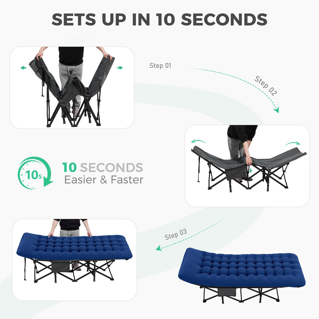 28-Inch Extra-Wide Folding Camping Cot with Mattress