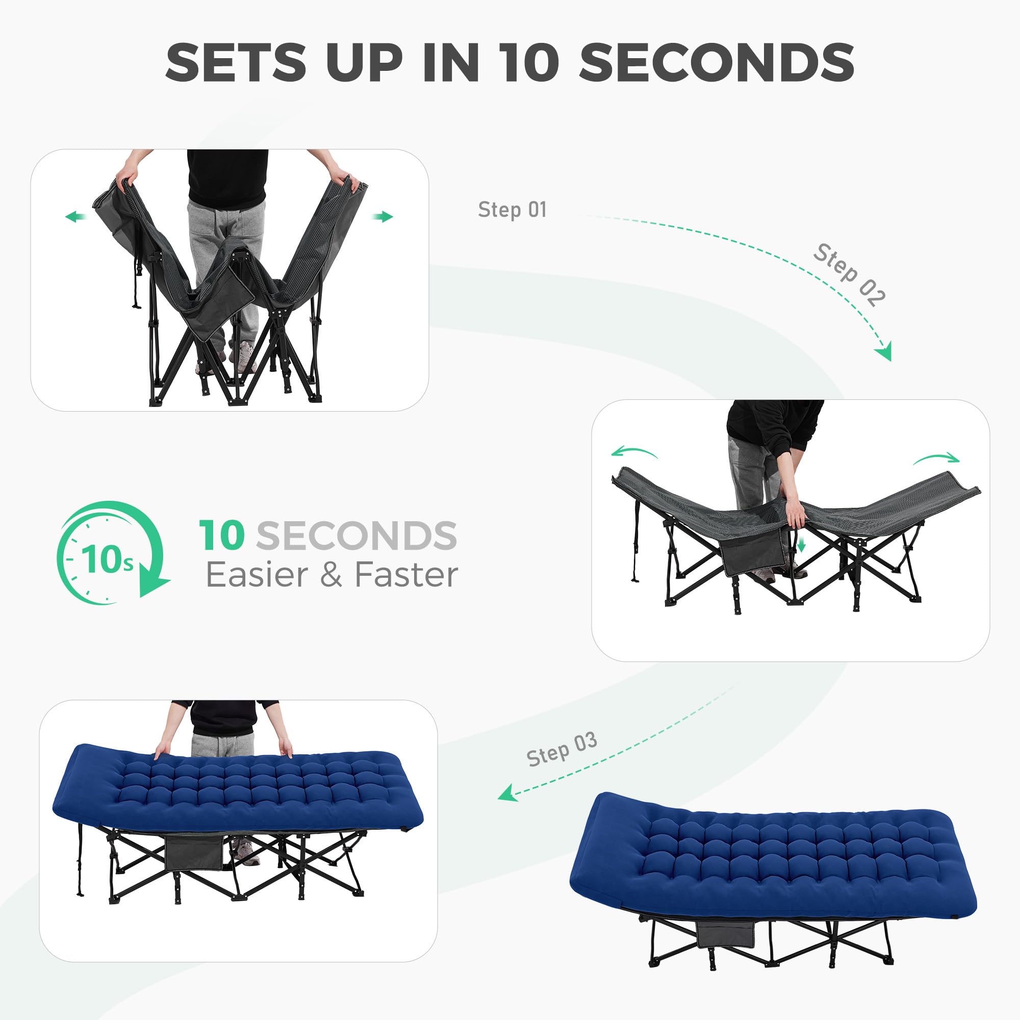 28-Inch Extra-Wide Folding Camping Cot with Mattress