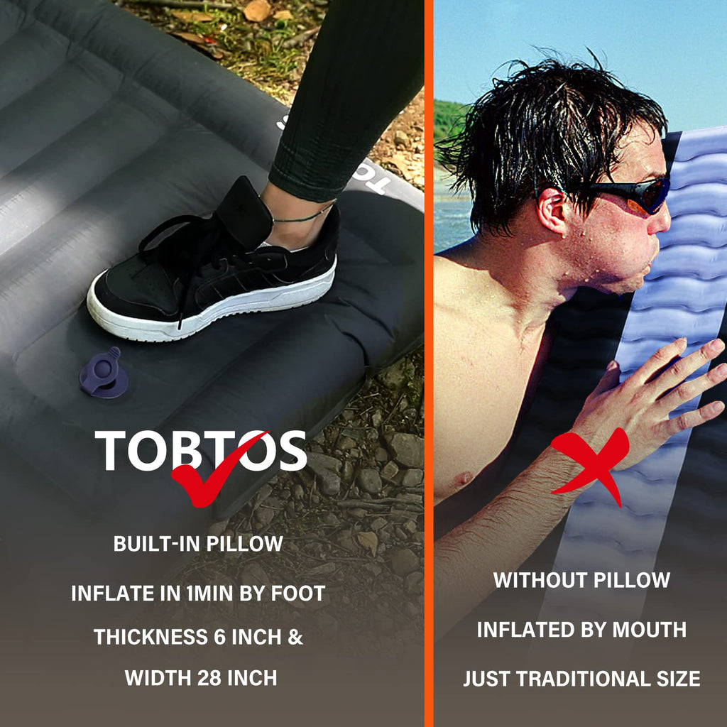 TOBTOS 6 Inch Self Inflating Sleeping Pad