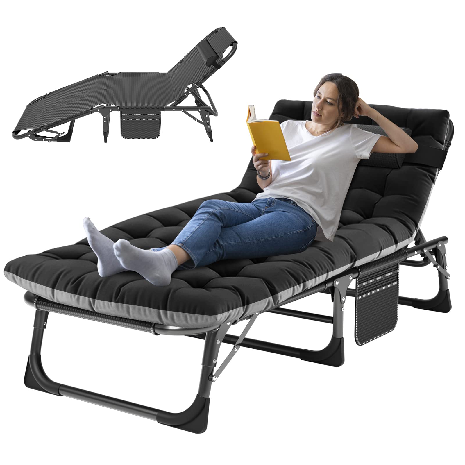 ABORON Folding Camping Cot W/Mat for Adults