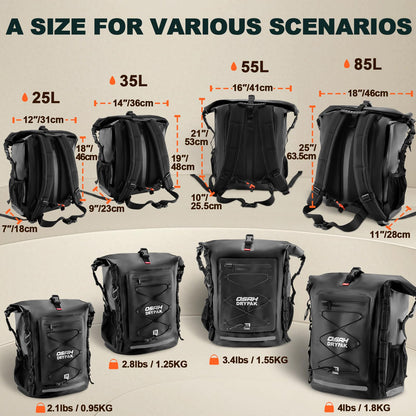 Roll-Top Waterproof Dry Bag Backpack for Outdoor Travel and Water Sports