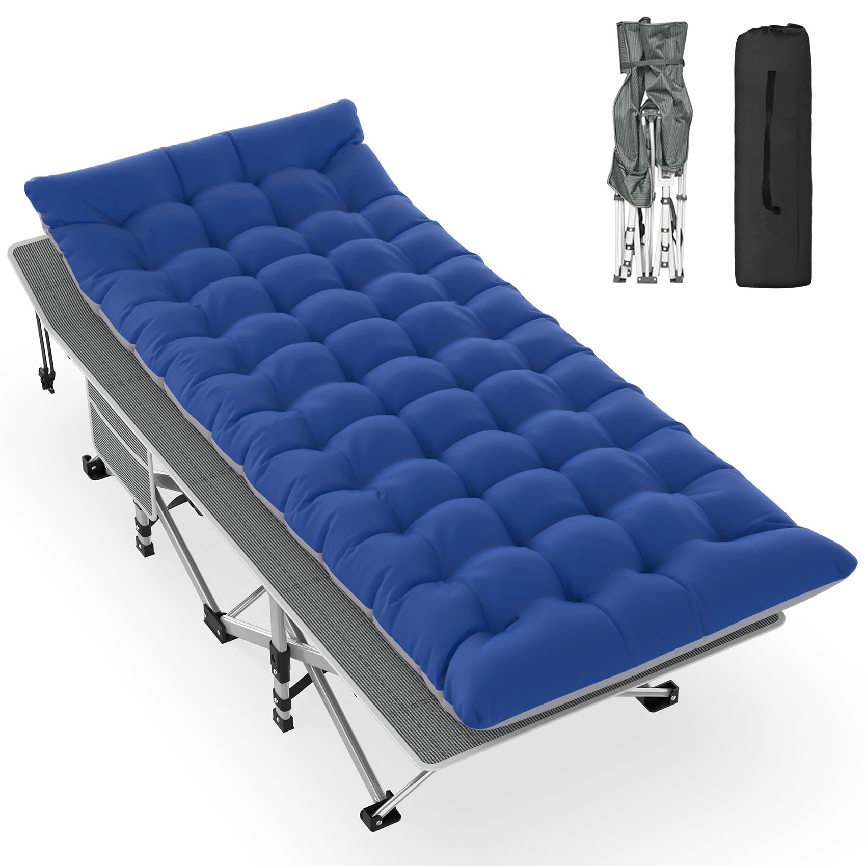 Folding Adult Camping Cot with Mattress and Storage Bag