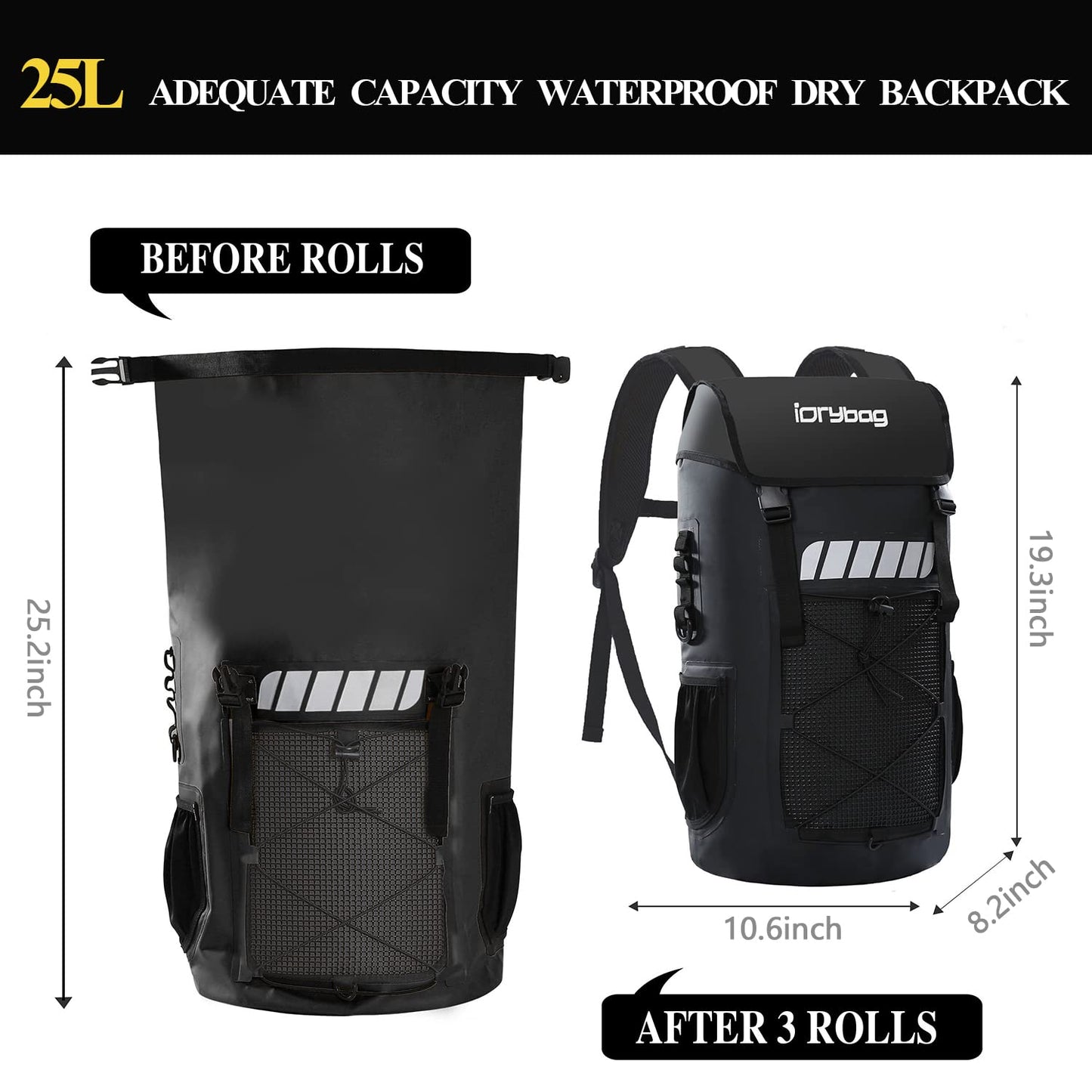 Waterproof Roll-Top Dry Bag Backpack for Hiking and Kayaking