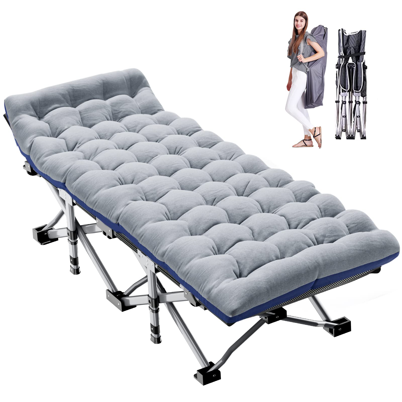 ABORON Folding Camping Cot W/Mat for Adults