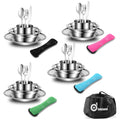 29-Piece Stainless Steel Camping Mess Kit with Tableware Set