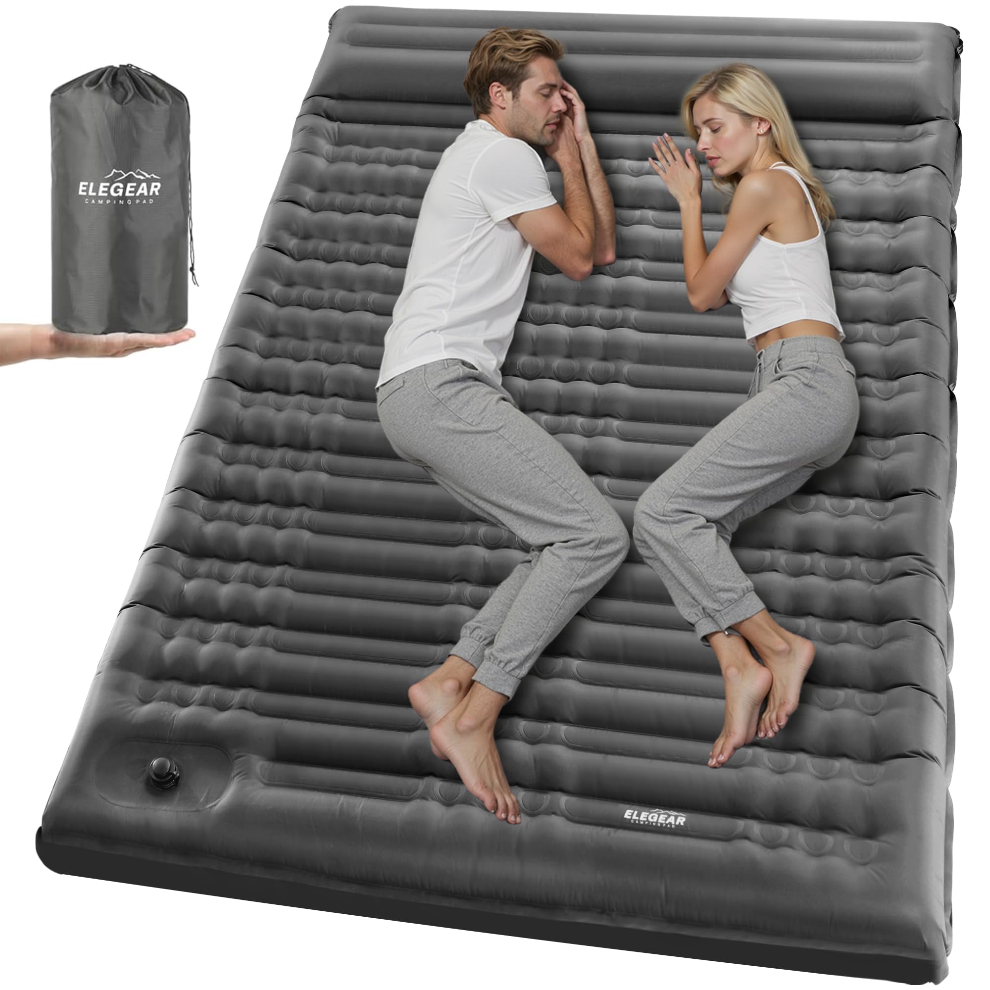 Ultra-Thick Camping Sleeping Pad with Pillow and Foot Pump