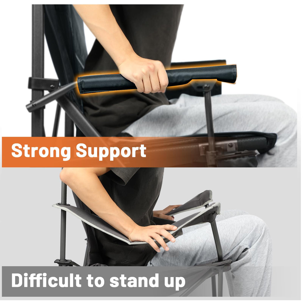 Oversized Heavy-Duty Folding Camping Chair with Cooler Bag