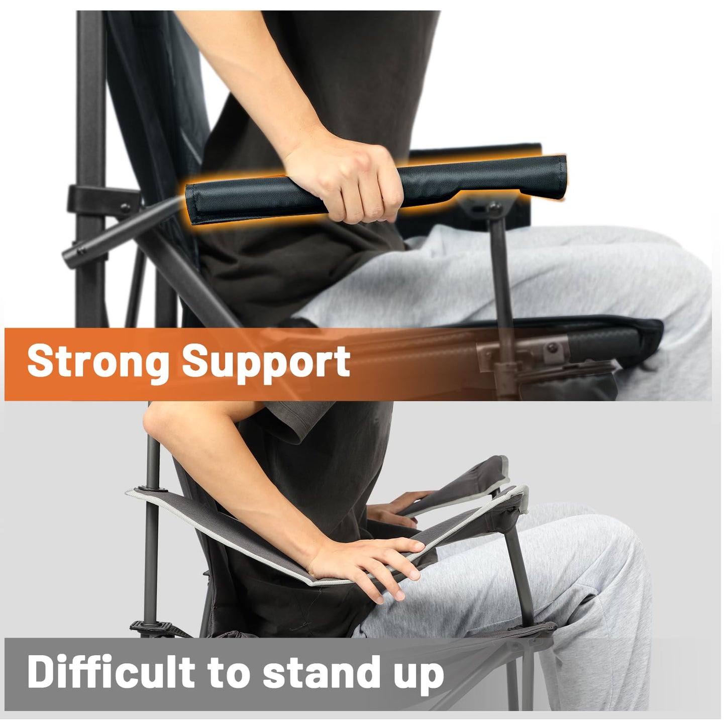 Oversized Heavy-Duty Folding Camping Chair with Cooler Bag