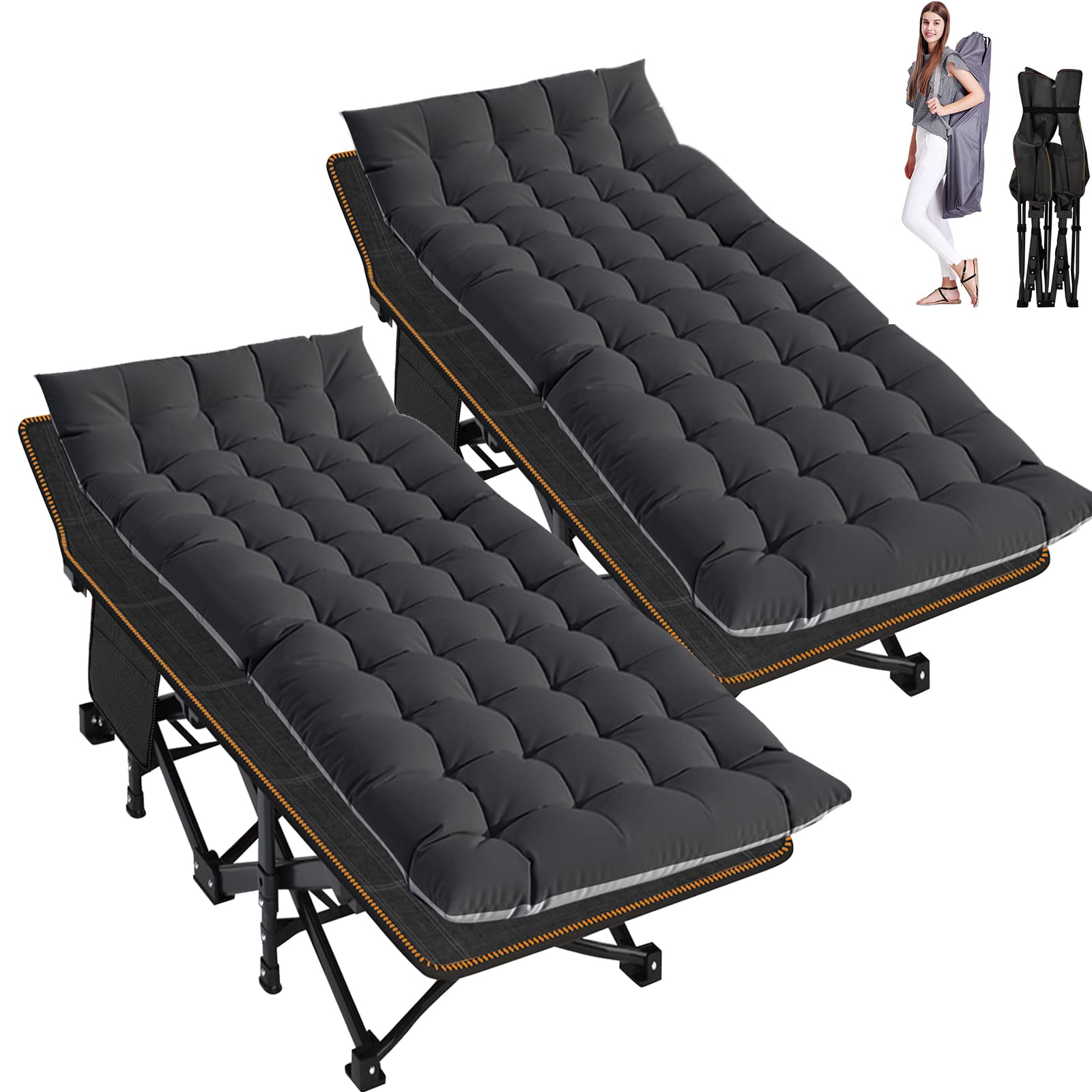 ABORON Folding Camping Cot W/Mat for Adults
