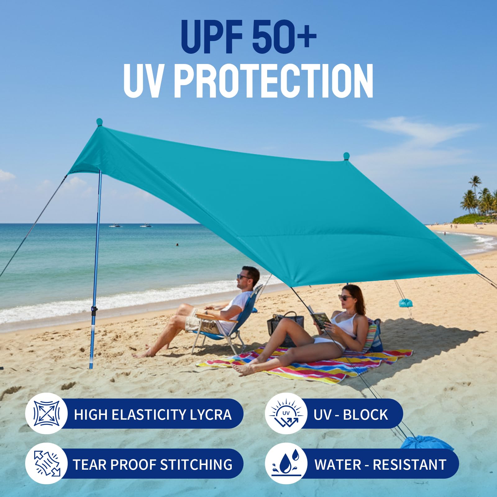 10x10 Easy Pop-Up Beach Sun Shelter Canopy with UPF50+ Protection