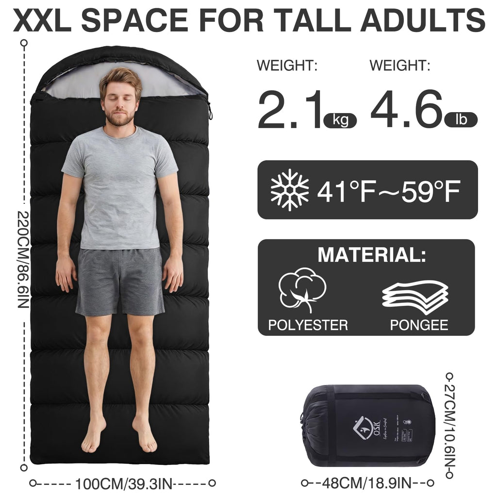 XXL Waterproof 3-4 Season Sleeping Bag with Compression Sack