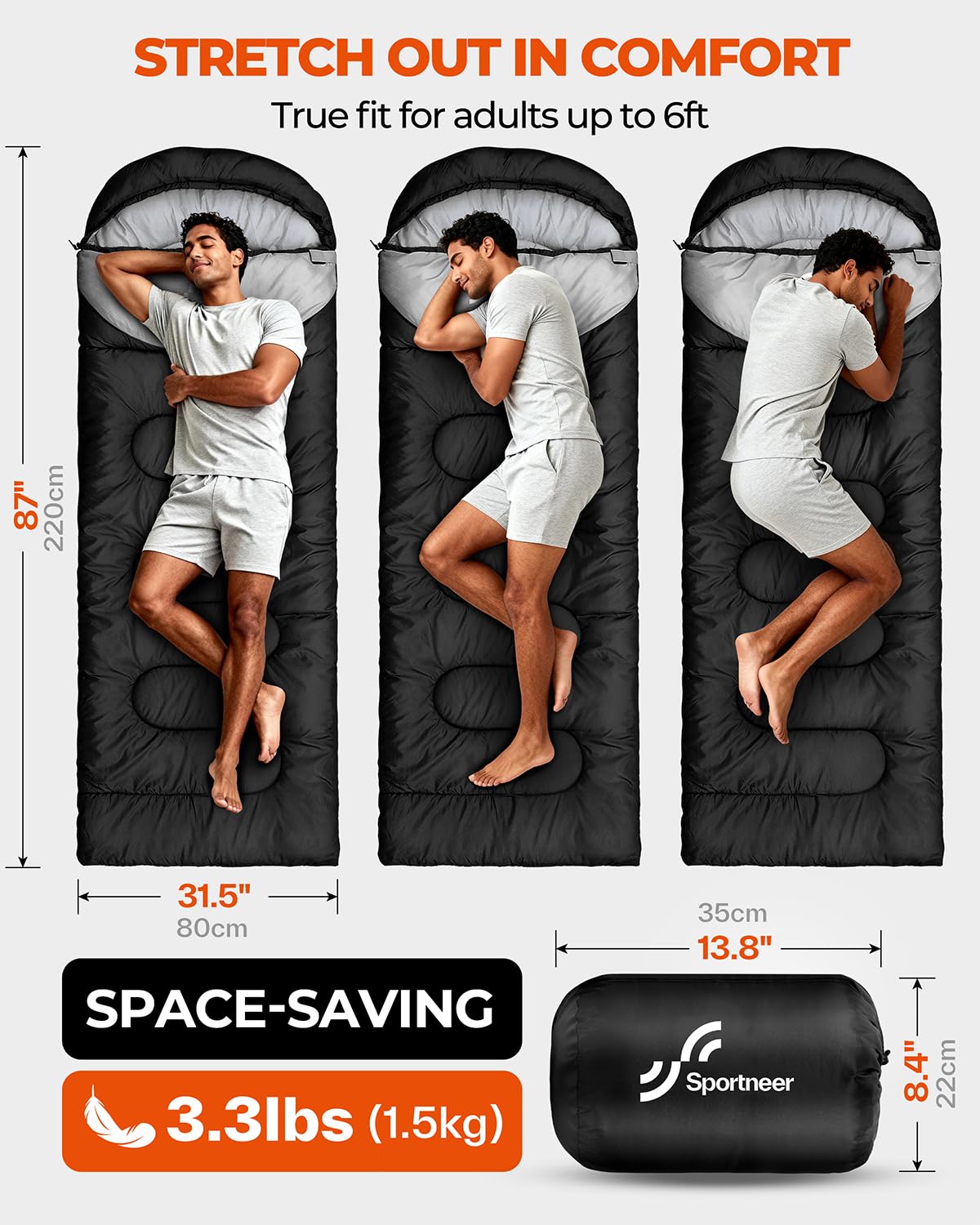 Cold Weather Waterproof Sleeping Bag for Adults and Kids