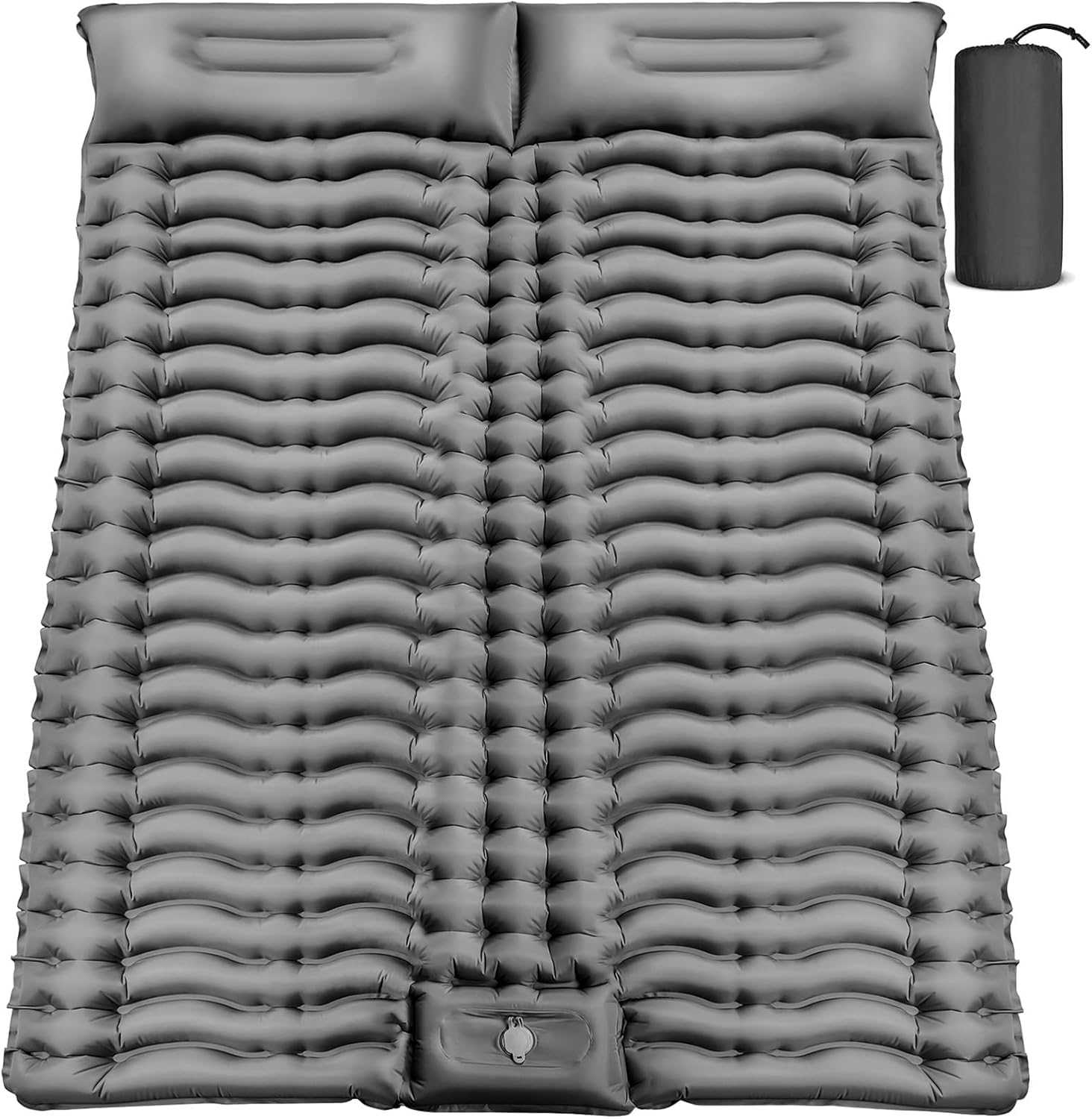Double 4-Inch Self-Inflating Sleeping Pad with Pillow Pump
