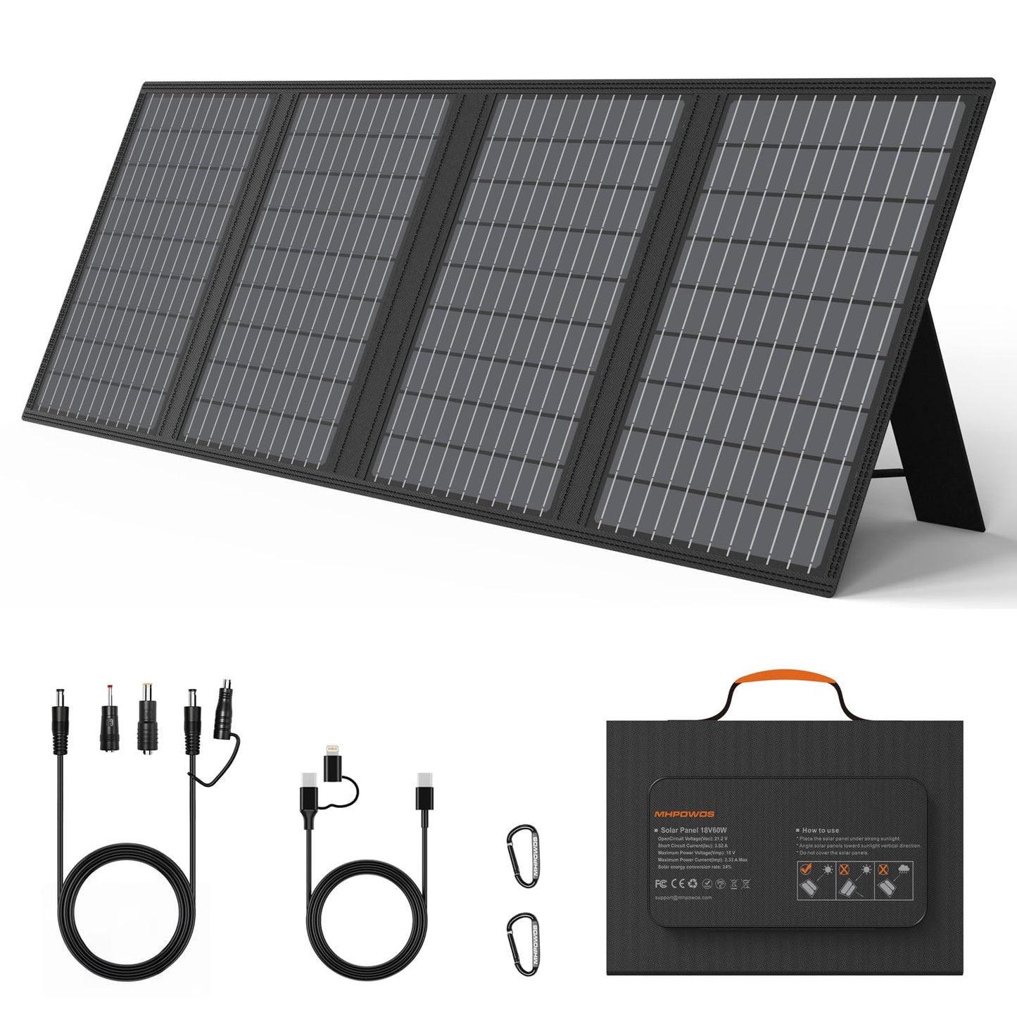 Lightweight Foldable Portable Solar Panel with Adjustable Kickstand for Camping and RV Use