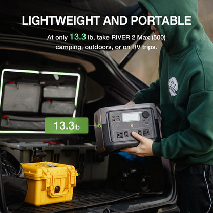 Portable Solar Generator Power Station 500Wh LiFePO4 Fast-Charging with AC Output