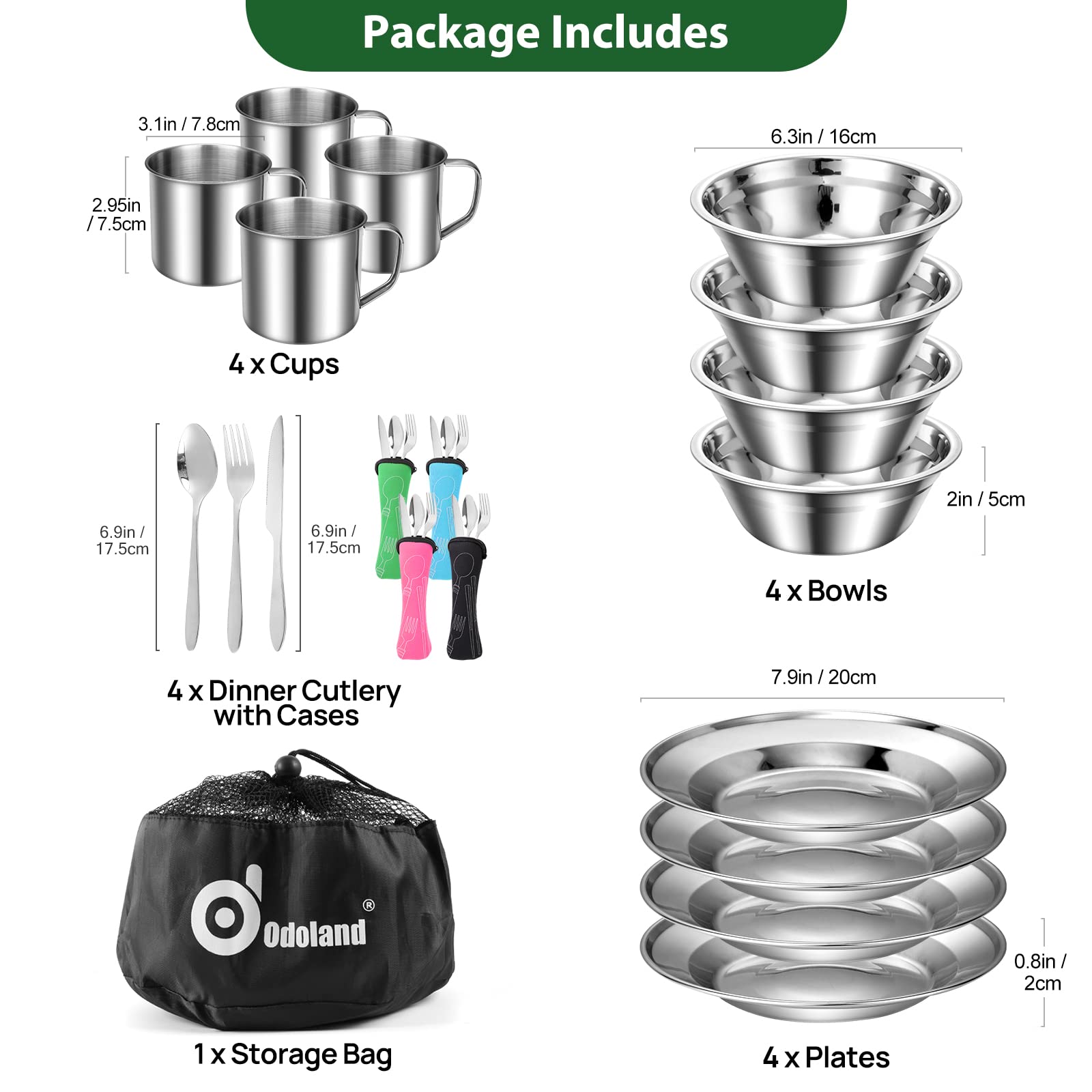 29-Piece Stainless Steel Camping Mess Kit with Tableware Set