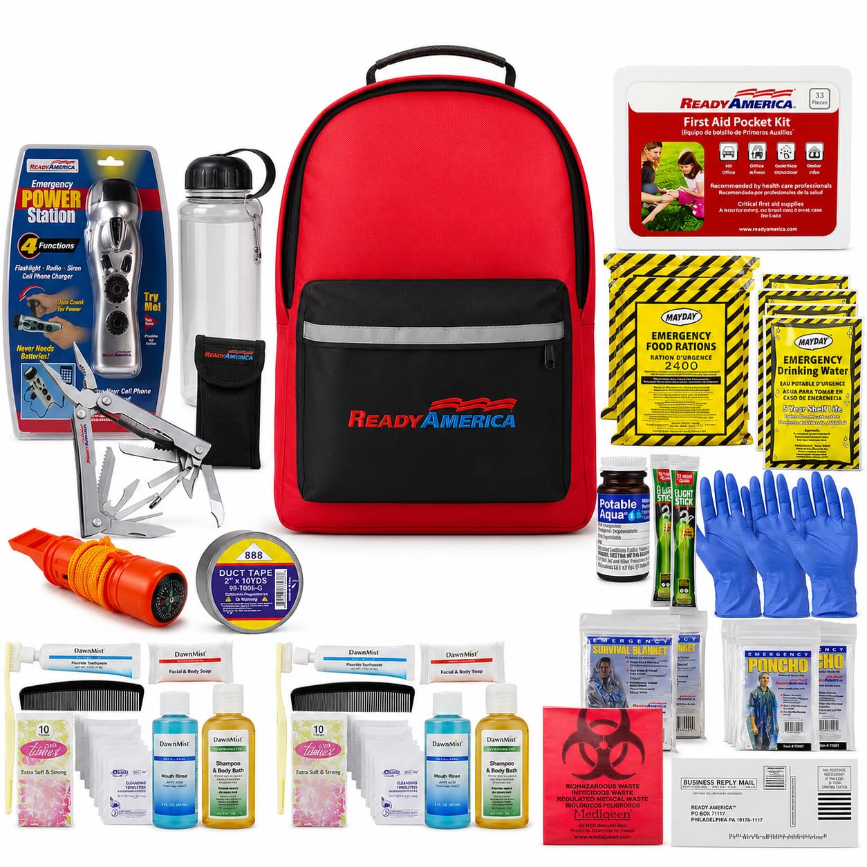 2-Person 72-Hour Deluxe Emergency Go-Bag with Survival Supplies and Power Device