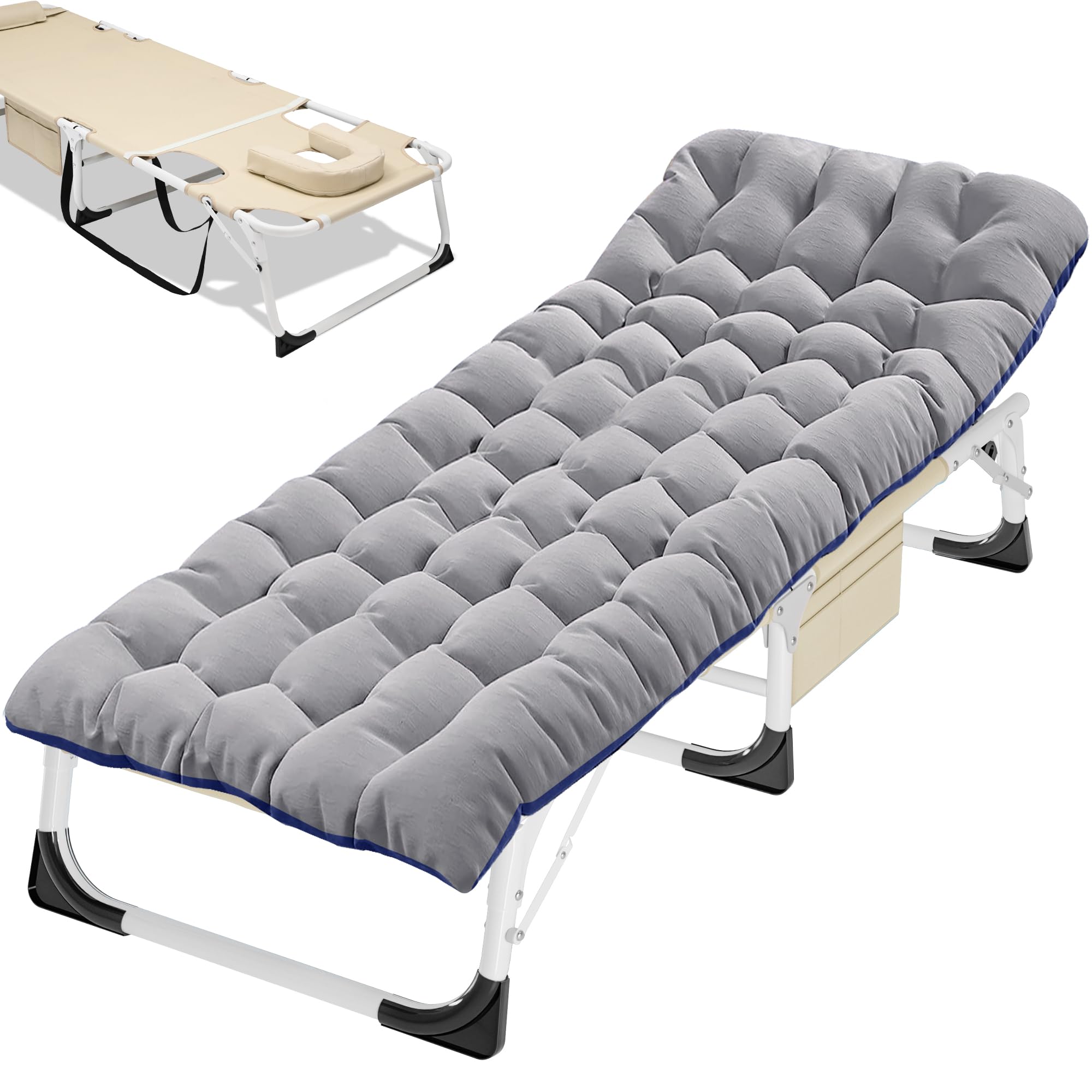 ABORON Folding Camping Cot W/Mat for Adults