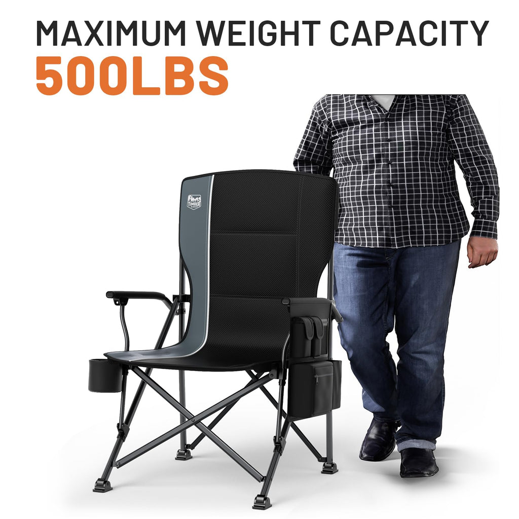 Oversized Heavy-Duty Folding Camping Chair with Cooler Bag
