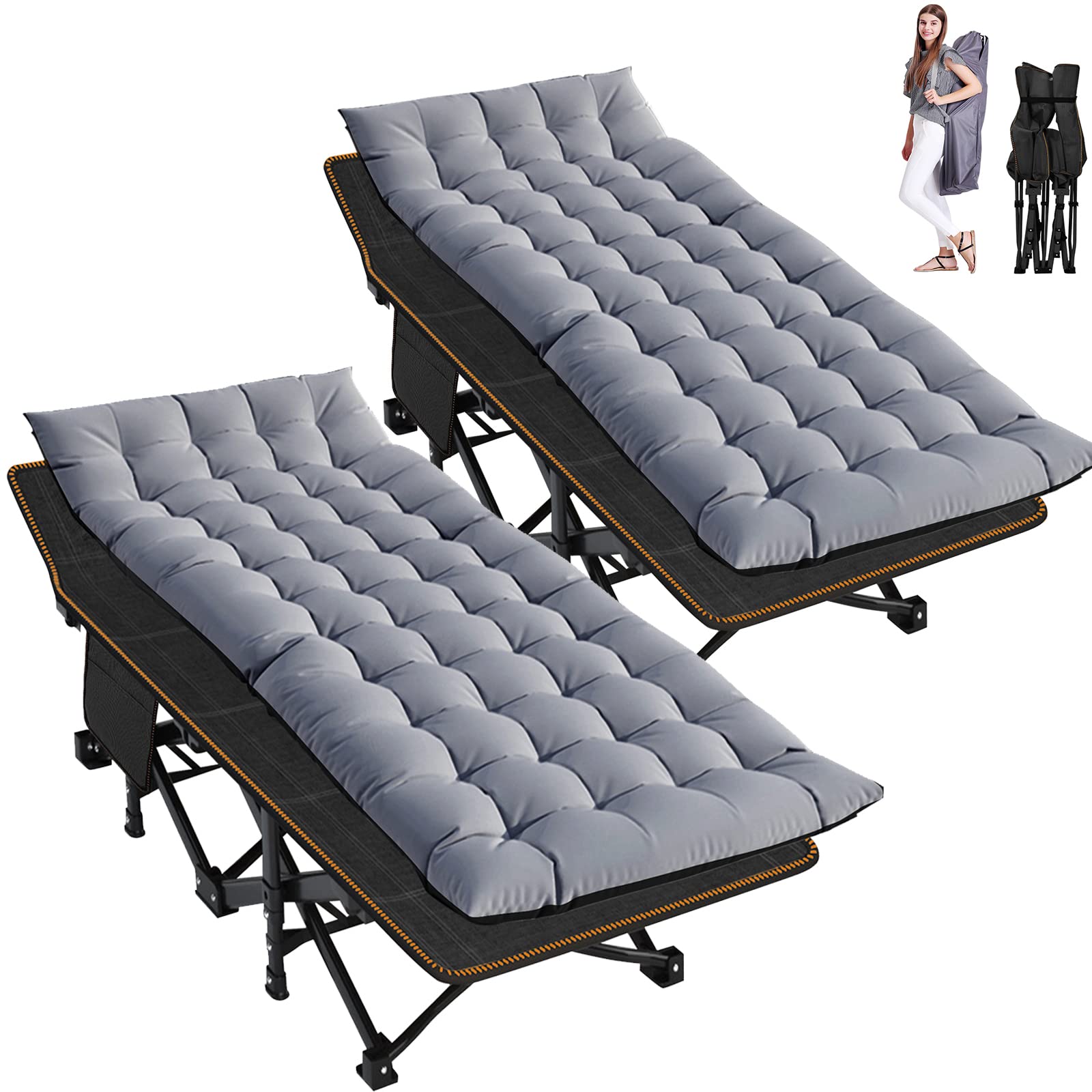 ABORON Folding Camping Cot W/Mat for Adults