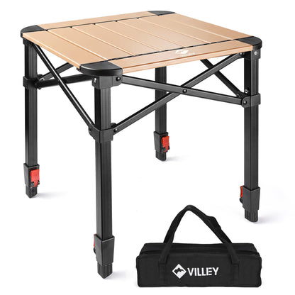 VILLEY Aluminum Folding Square Table with Carry Bag