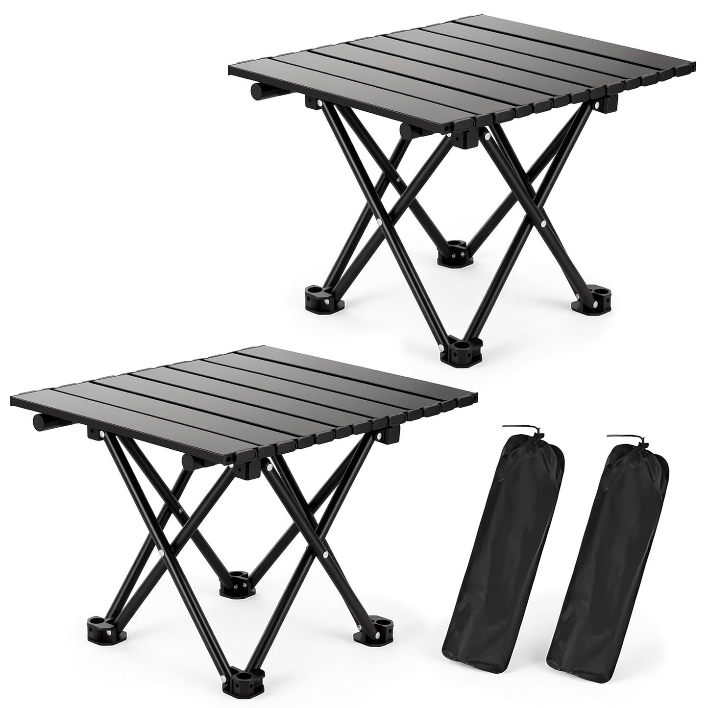 2-Pack Ultralight Foldable Portable Camping Tables with Carry Bag