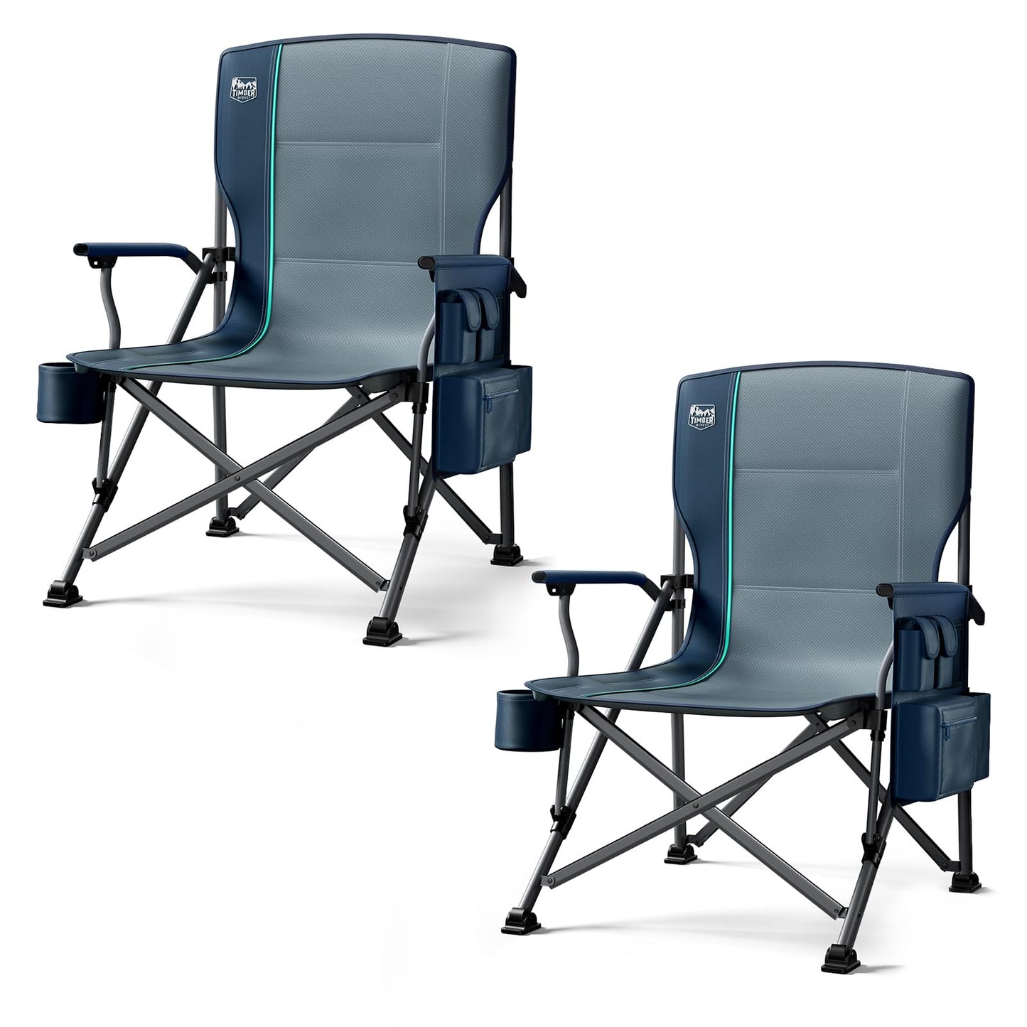 Oversized Heavy-Duty Folding Camping Chair with Cooler Bag
