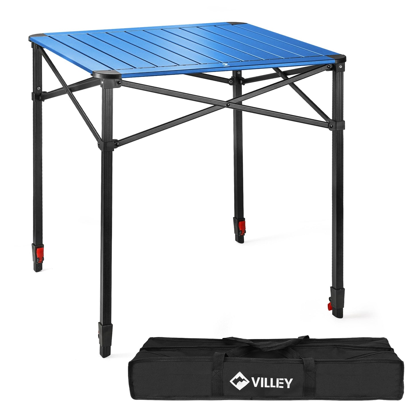 VILLEY Aluminum Folding Square Table with Carry Bag