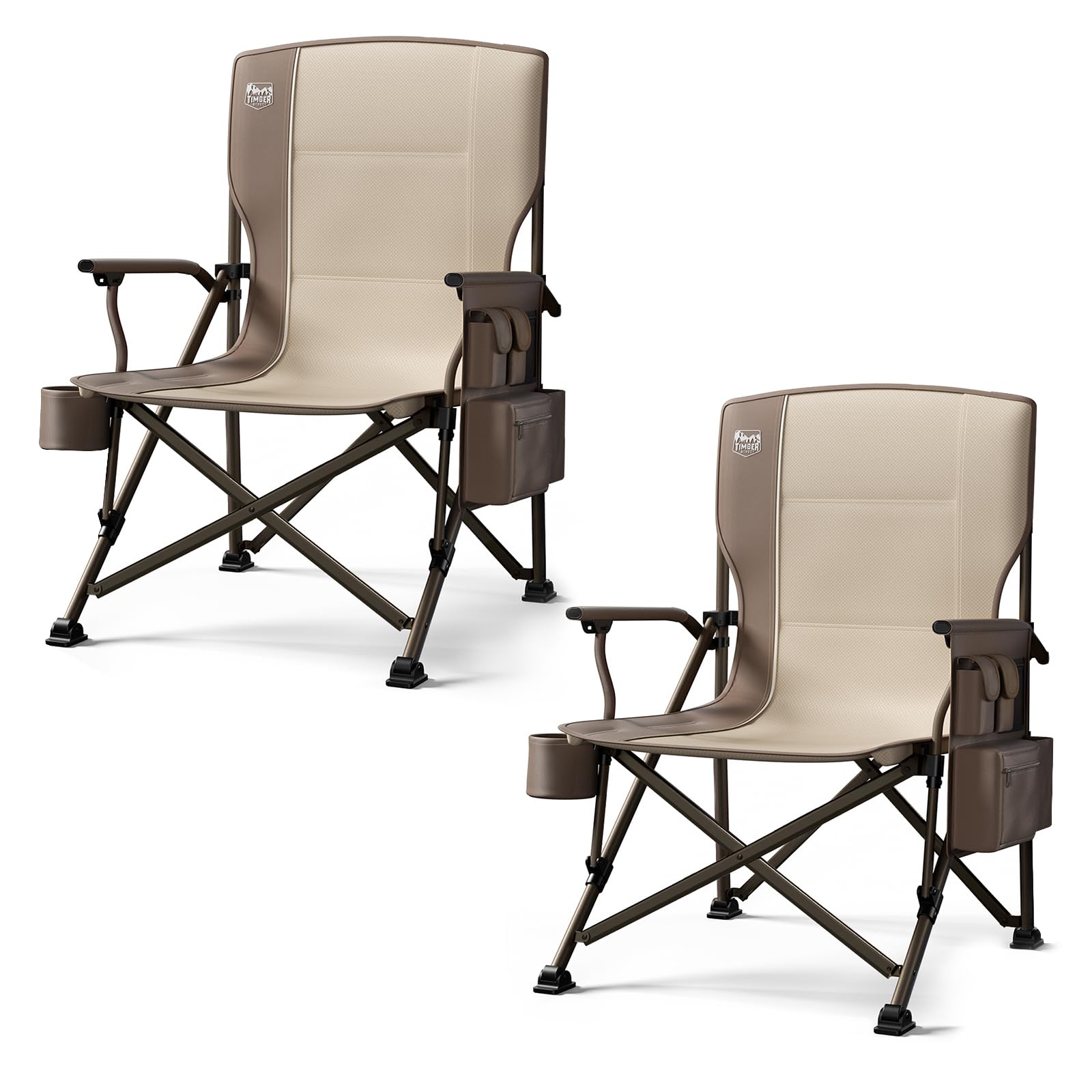 TIMBER RIDGE Oversized Folding Camping Chair High Back Heavy Duty for Adults Support up to 500lbs with Cup Holder, Side Pocket Cooler Bag