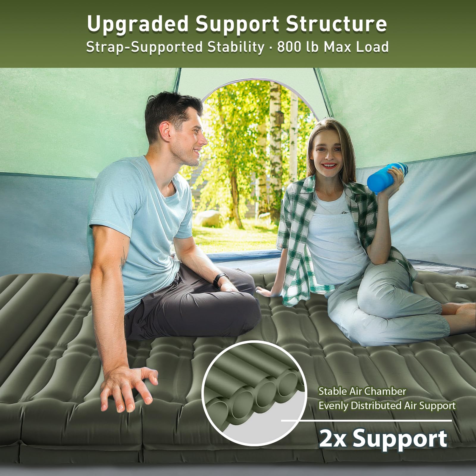 Ultra-Thick Camping Sleeping Pad with Pillow and Foot Pump